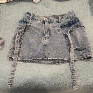 Stylish Denim Mini Skirt with Belted Details
